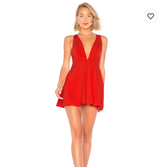 Sammie deep V skater dress in red - Picture 1 of 4